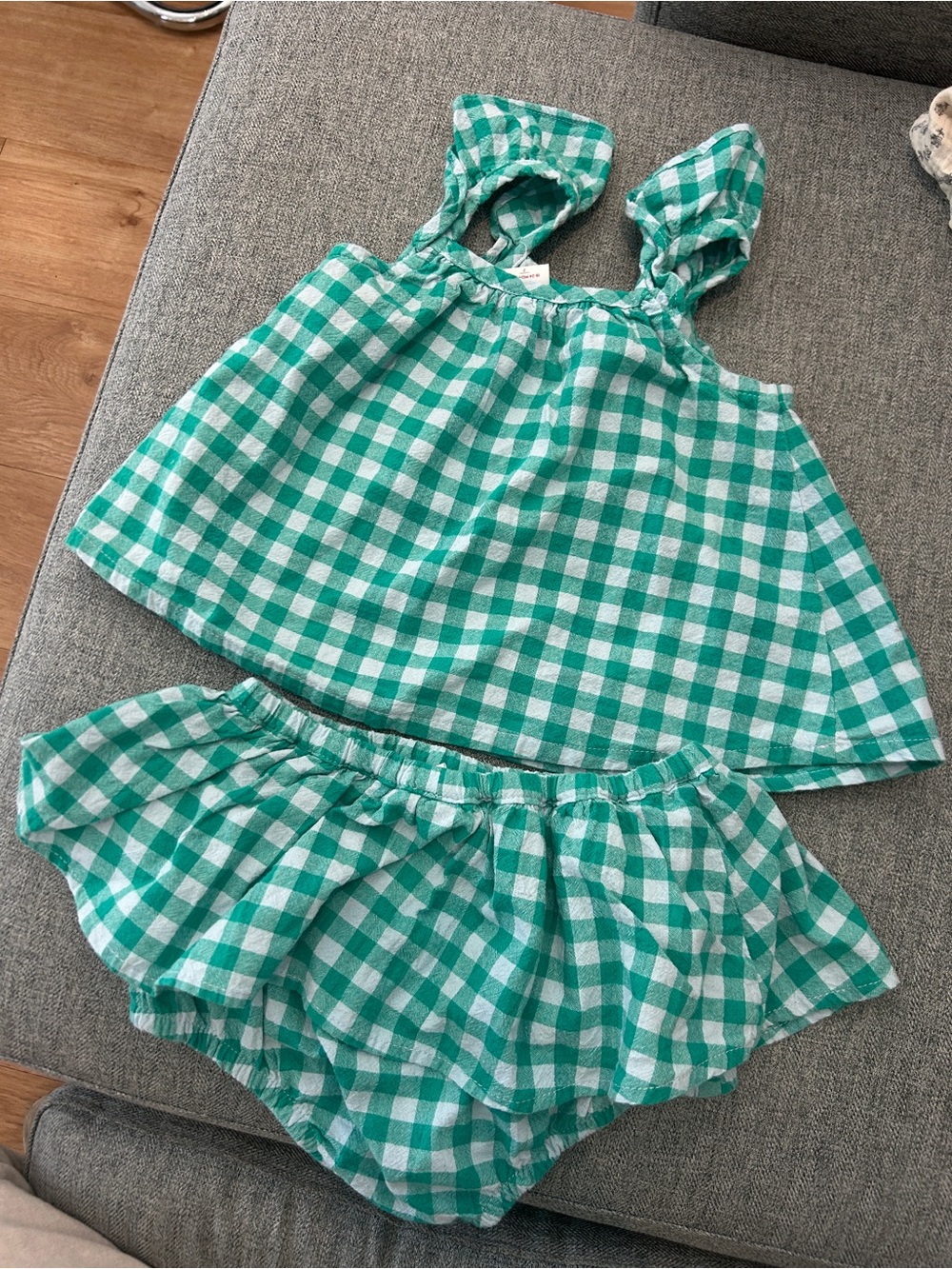 Green Gingham Two-Piece Adorable Set